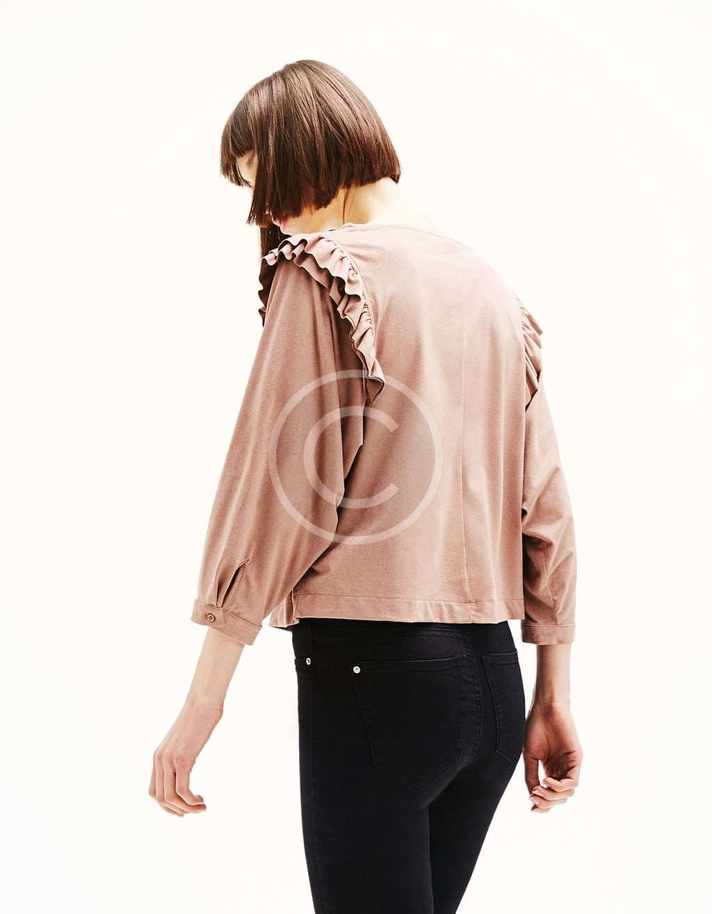 Pleated Blouse With Flared Sleeve - Image 3