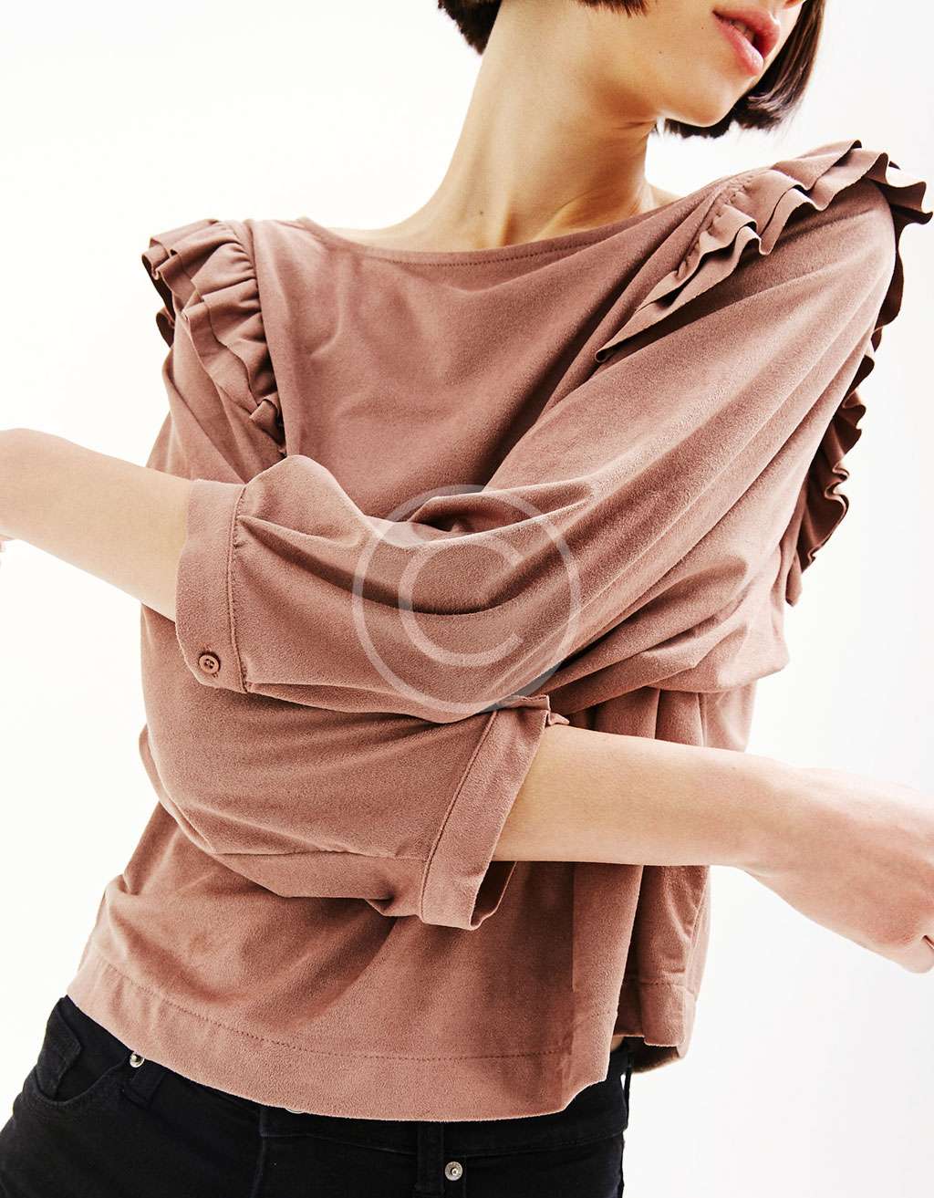 Pleated Blouse With Flared Sleeve - Image 4